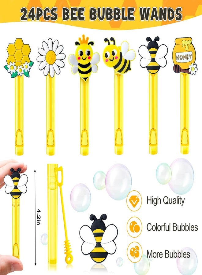 Winrayk Bee Party Favors, 24Pcs Bee Themed Mini Bubble Wands for Kids Bubbles Bulk with Detachable Topper (6 Styles & Colors), Birthday Gift Easter Goody Bag Stuffer Classroom Prizes Honey Party Favor - Image 2